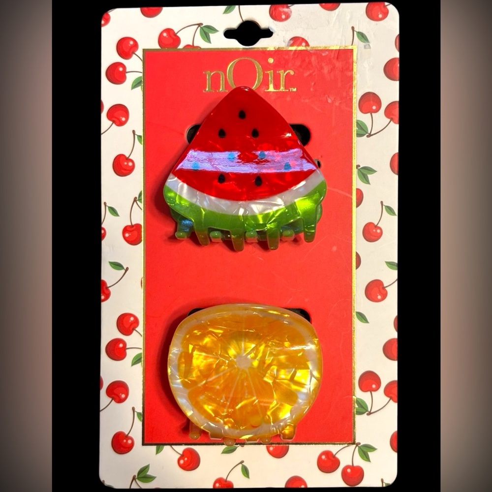 NWT•nOir Jewelry Watermelon and Lemon Hair Clips